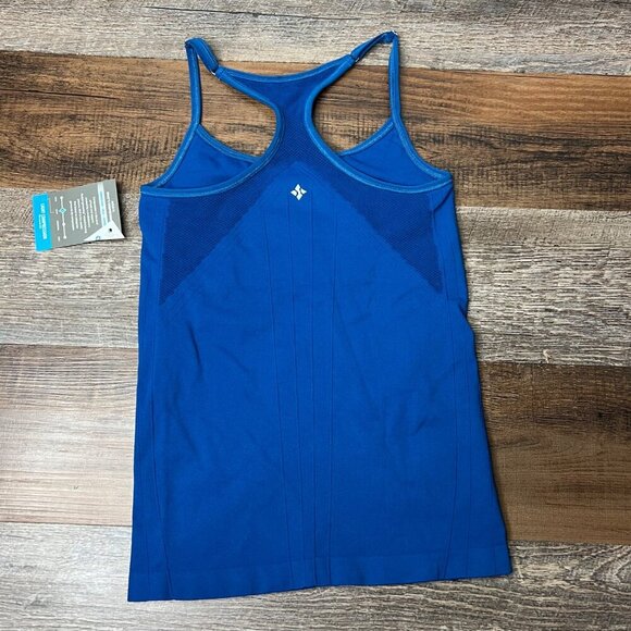 NWT Nux Blue Light Compression Shelf Bra Seamless Tank Racerback Logo Small - Picture 5 of 7